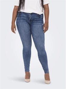 ONLY Curvy CARWiser Reg Dest Skinny Fit Jeans -Dark Blue Denim - 15266789