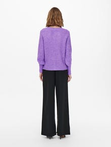 ONLY O-Neck Knit Cardigan -Medium Purple Melange - 15266918