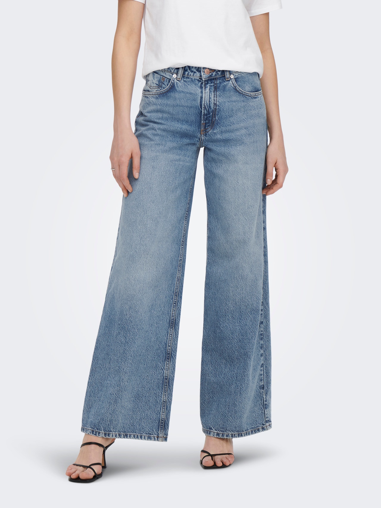 ONLY ONLVELA High Waist EXtra WIDE Jeans -Medium Blue Denim - 15267017