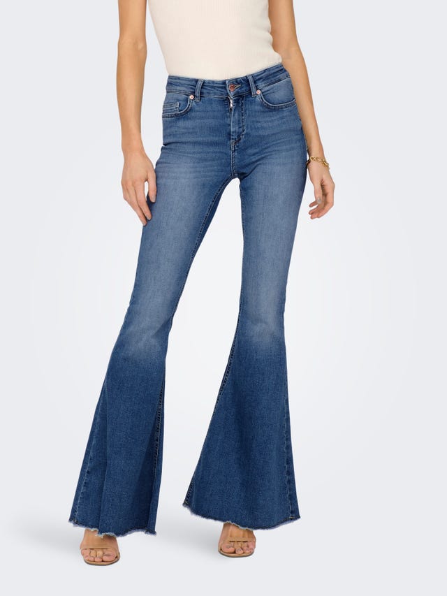 ONLY NEOBlush talla media, sin rematar y con diseño retro Jeans de campana - 15267036
