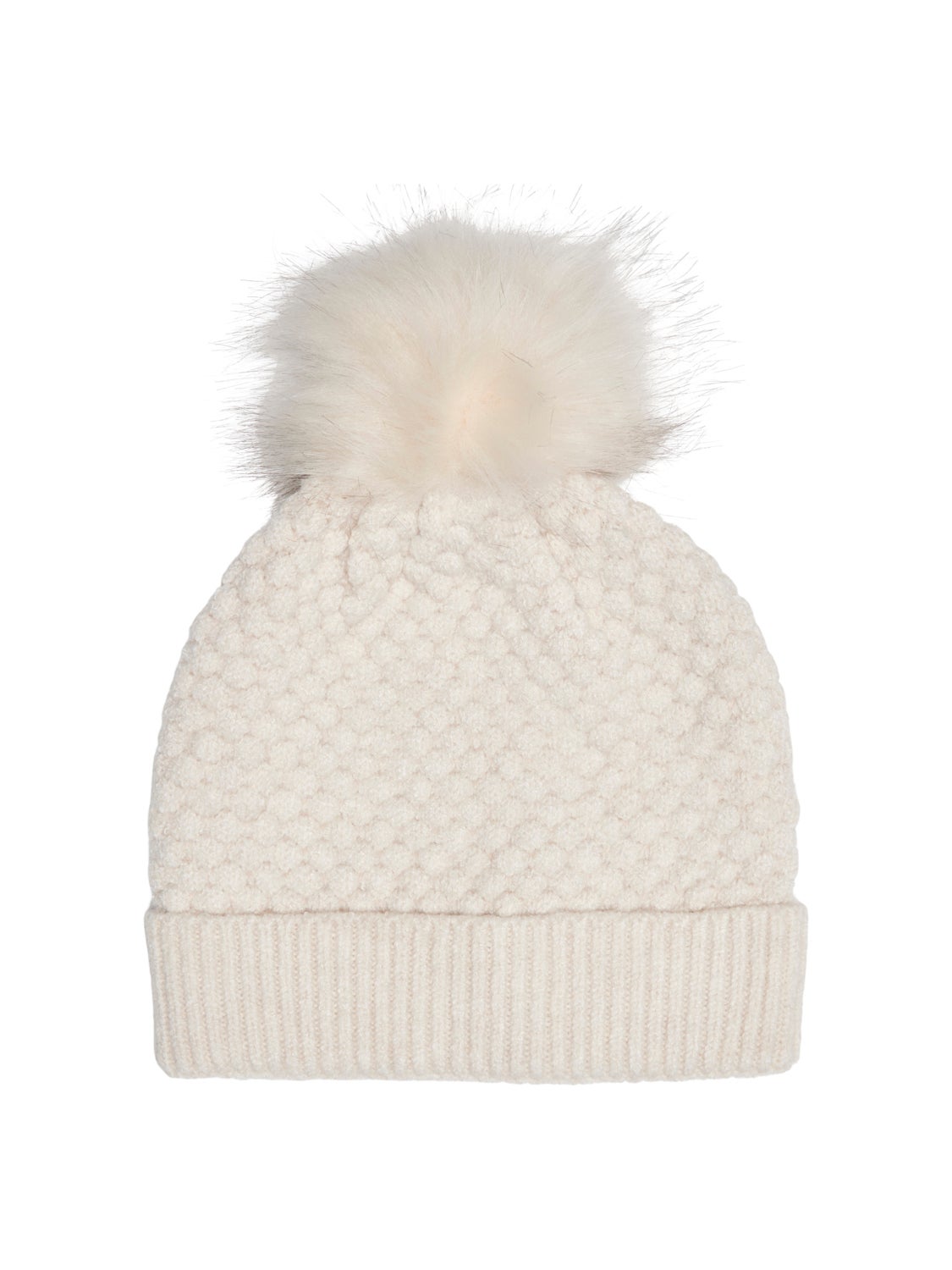 cream pom hat