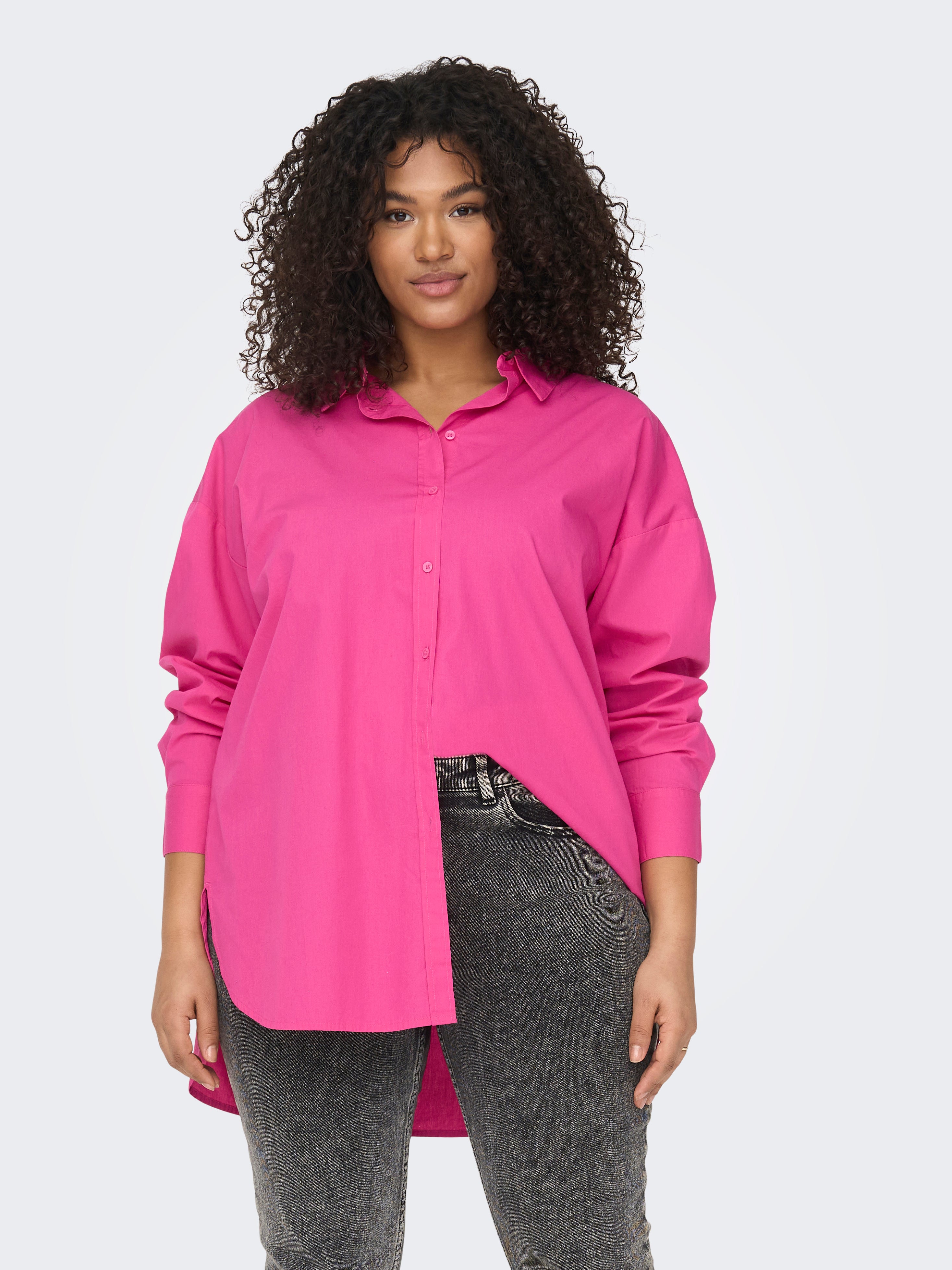 Women's plus size 2025 button down collar shirts