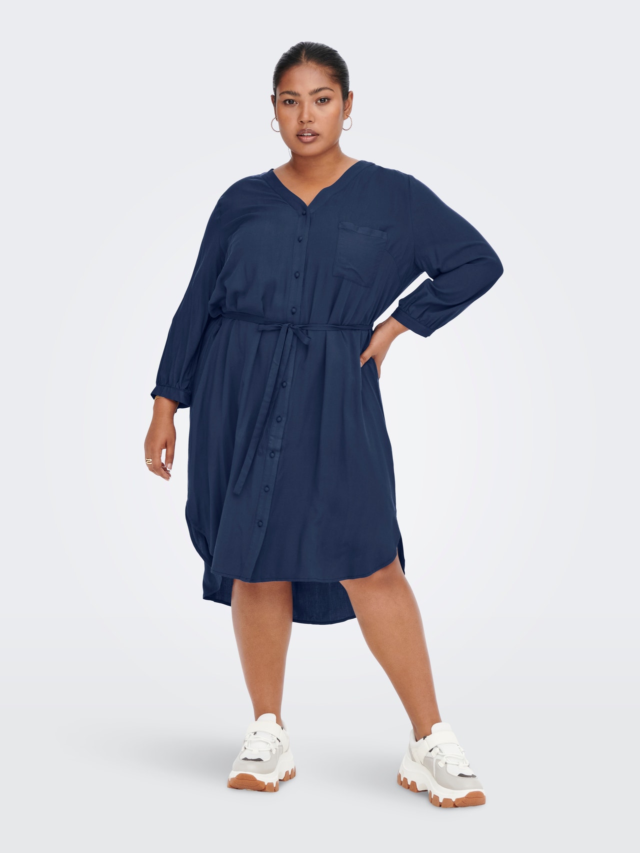 ONLY Normal geschnitten V-Ausschnitt Langes Kleid -Patriot Blue - 15267161