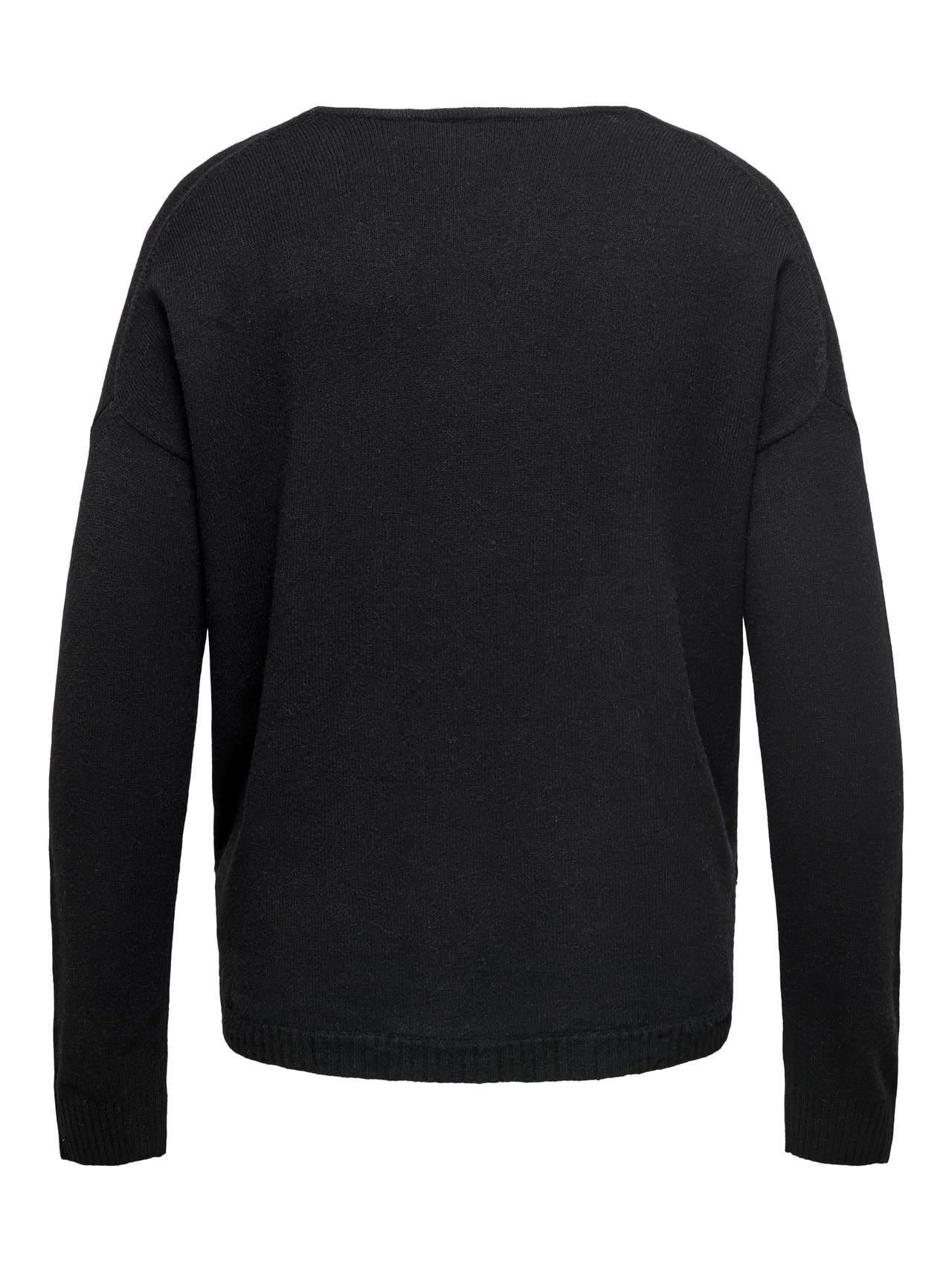 ONLY Curvy V-neck Knitted Pullover -Black - 15267202