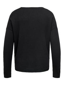 ONLY Curvy V-ringad Stickad tröja -Black - 15267202