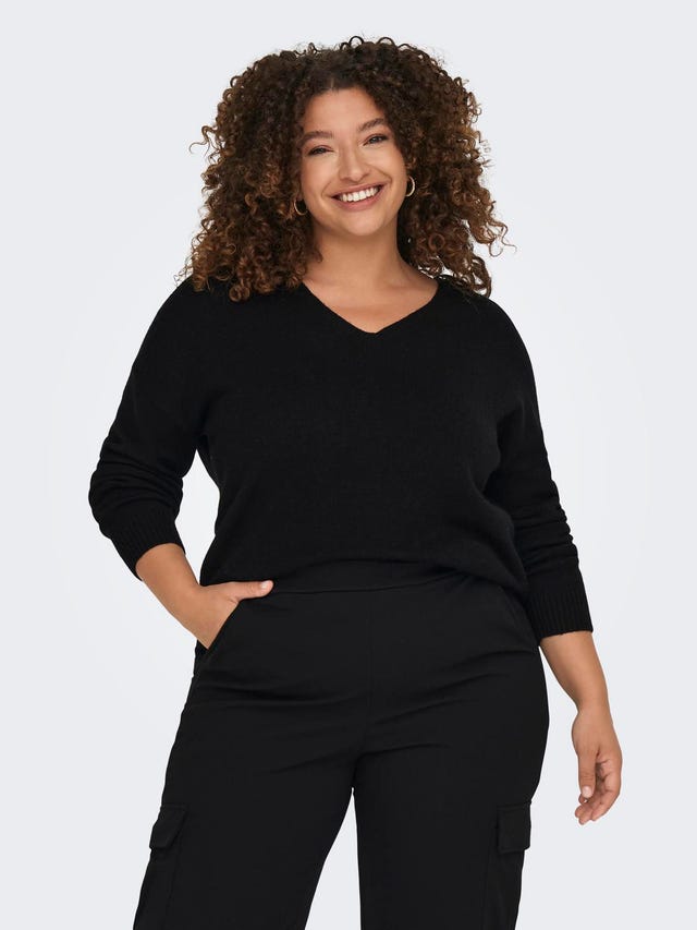 ONLY Curvy V-neck Knitted Pullover - 15267202