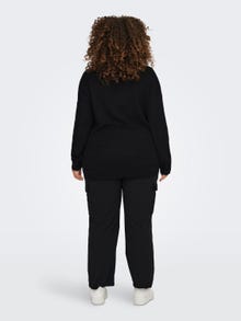 ONLY Curvy V-ringad Stickad tröja -Black - 15267202