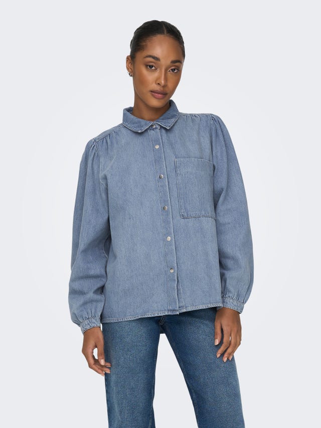 ONLY Denim shirt with puff sleeves - 15267501