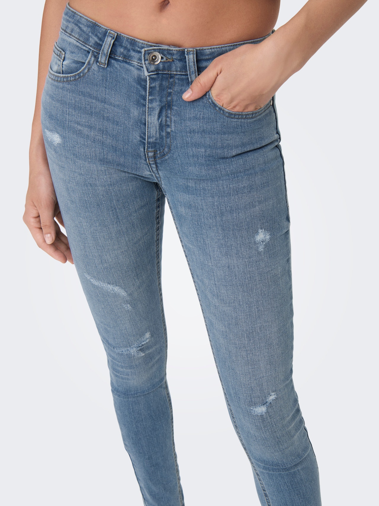 ONLY Skinny Fit Mid waist Jeans -Light Blue Denim - 15267518