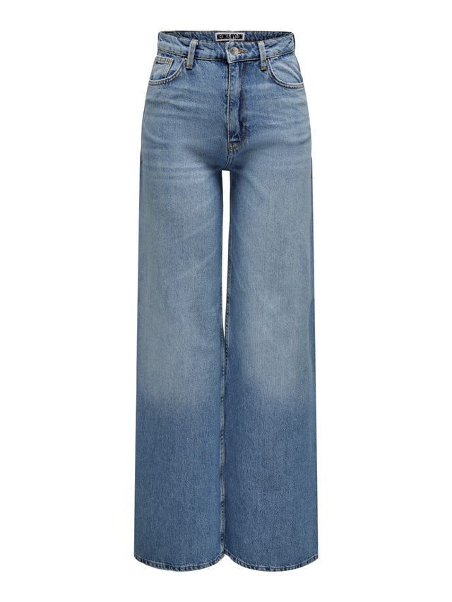 ONLY ONLCORAL ANKLE SLIT FLARED - Flared Jeans - light blue  denim/light-blue denim 