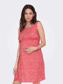 ONLY Regular Fit Round Neck Maternity Short dress -High Risk Red - 15267587