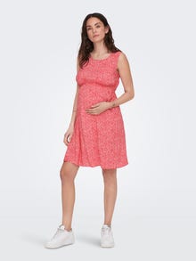 ONLY Regular Fit O-hals Maternity Kort kjole -High Risk Red - 15267587