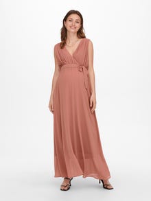 ONLY Normal geschnitten V-Ausschnitt Maternity Langes Kleid -Canyon Rose - 15267594