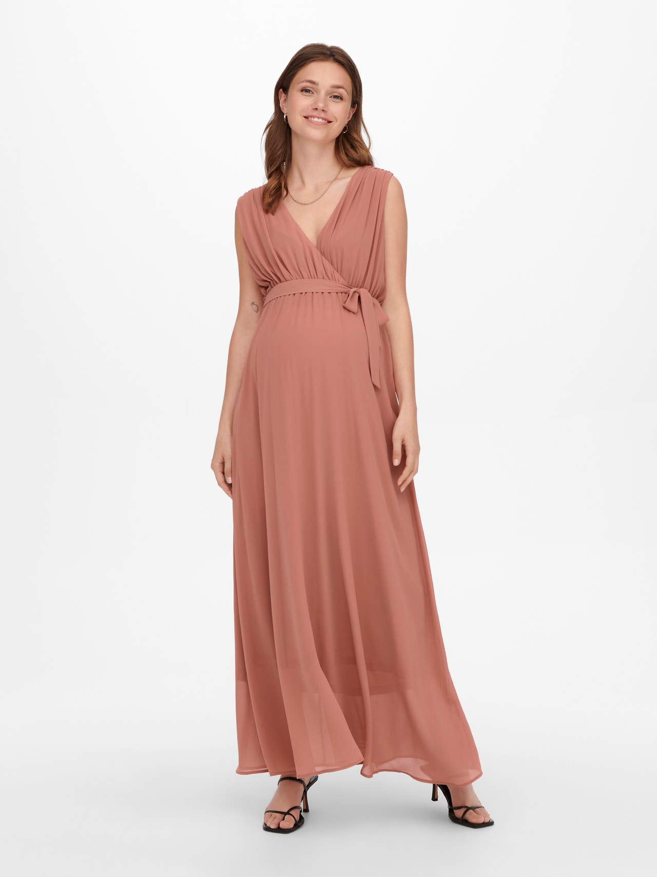 ONLY Regular Fit V-Neck Maternity Long dress -Canyon Rose - 15267594