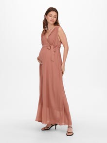 ONLY Normal geschnitten V-Ausschnitt Maternity Langes Kleid -Canyon Rose - 15267594