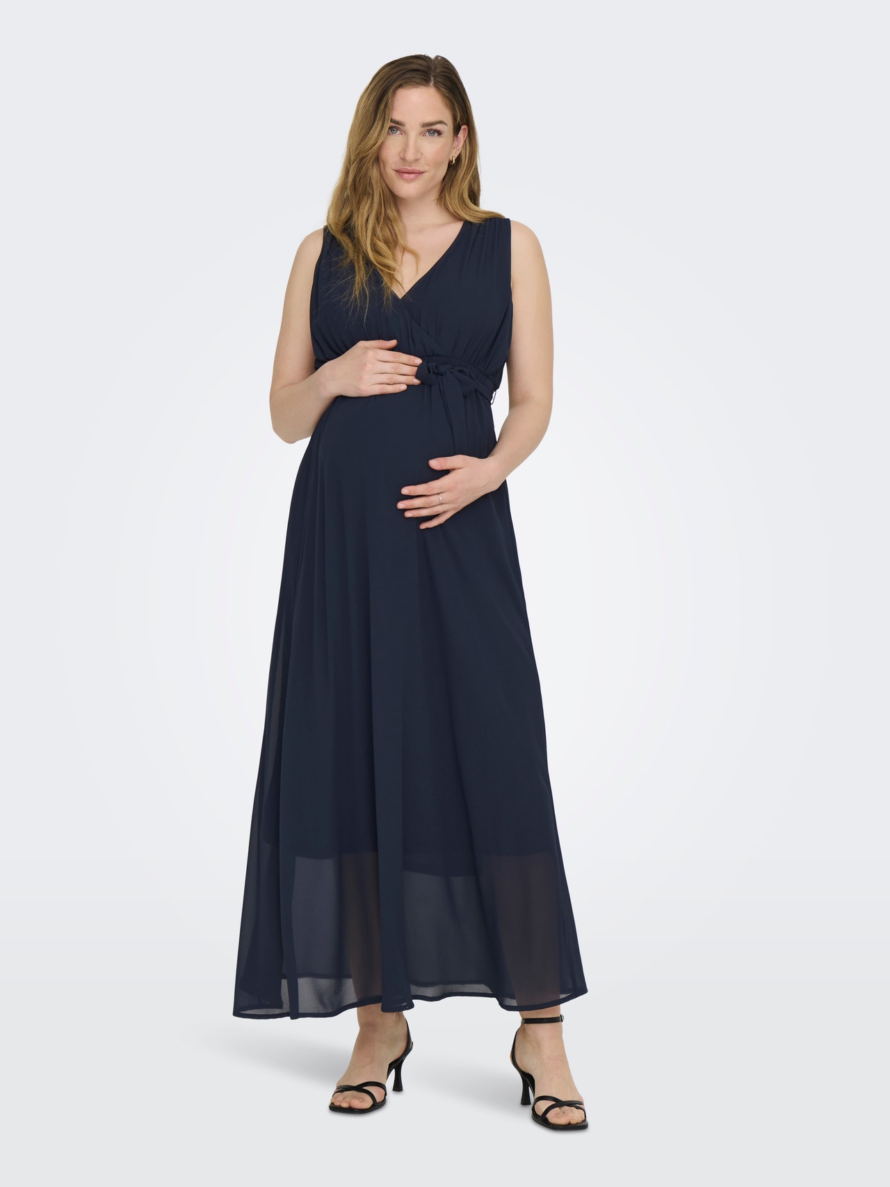 ONLY Normal geschnitten V-Ausschnitt Maternity Langes Kleid -Night Sky - 15267594