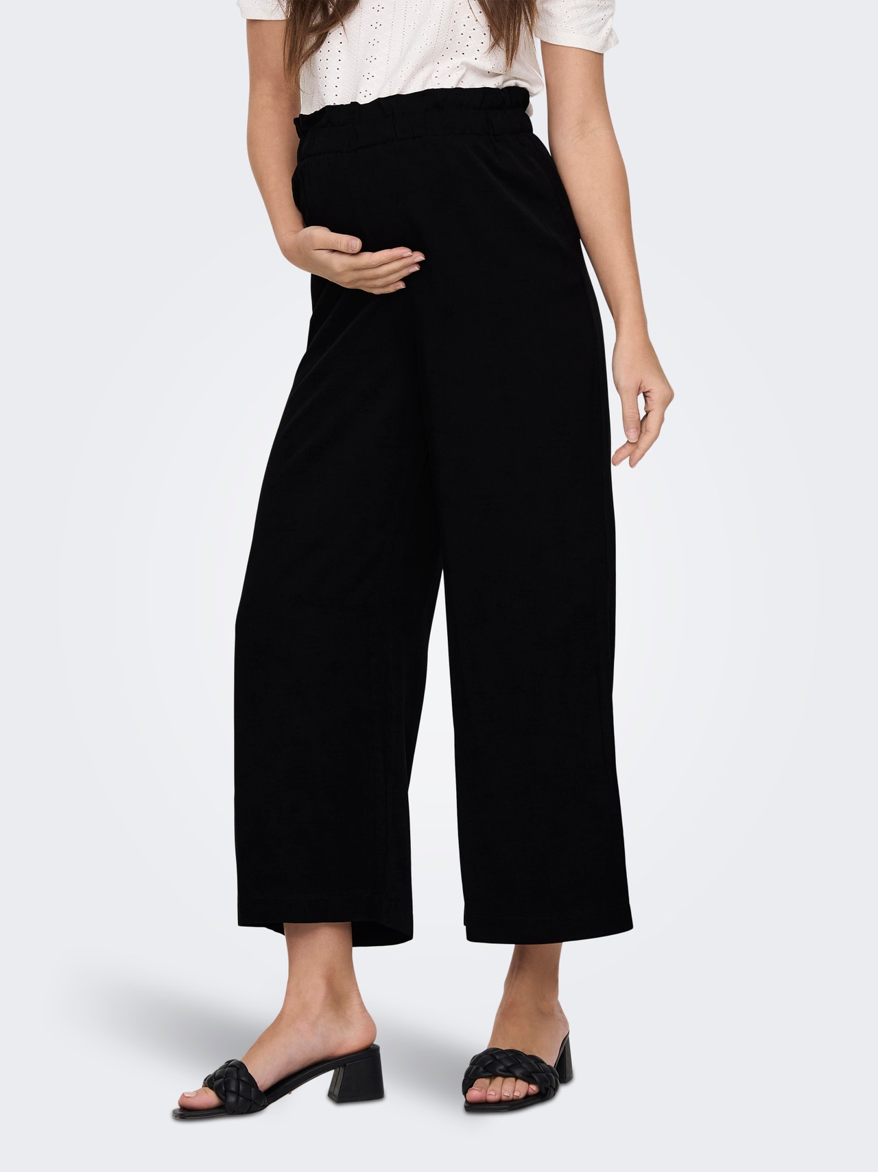 Loose Fit High waist Maternity Trousers, Black
