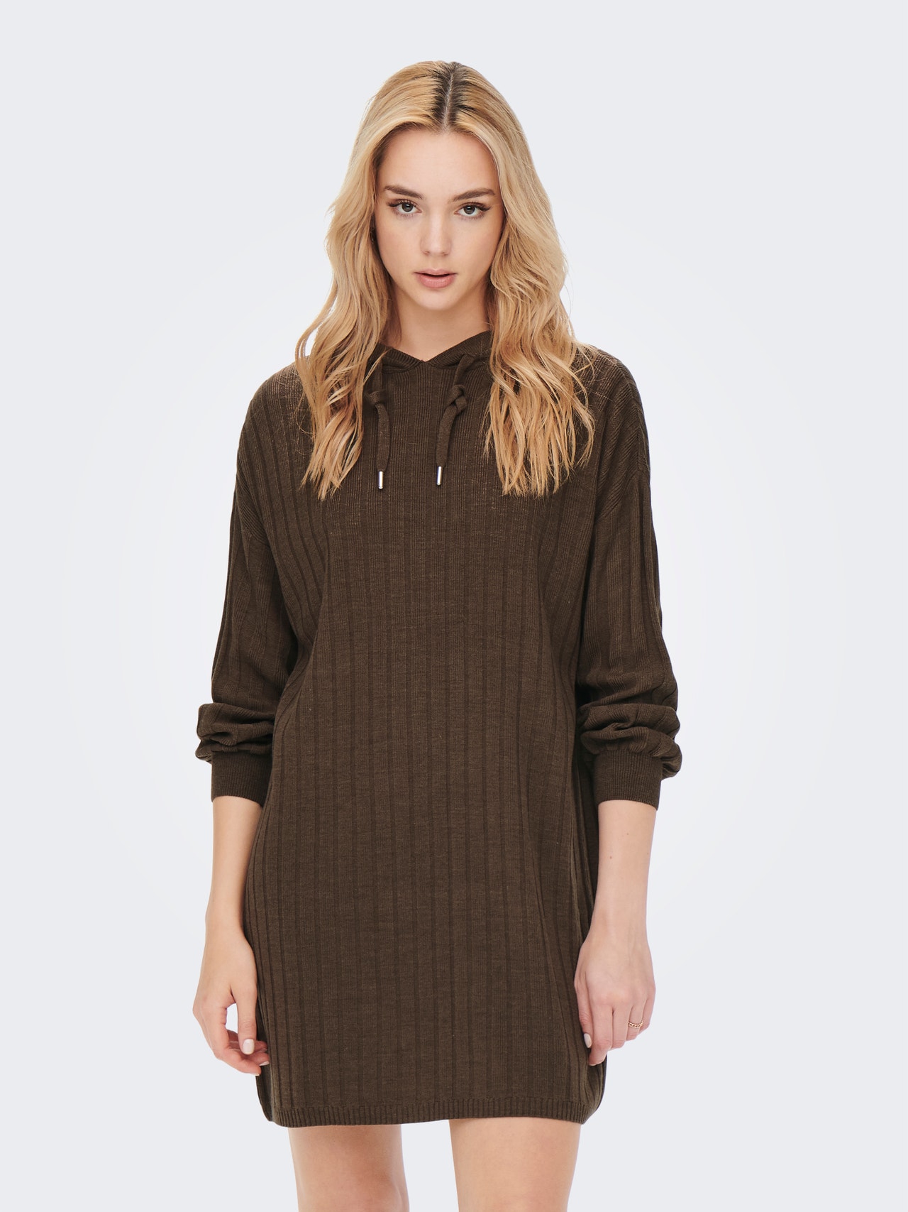 ONLY Strikket hoodie kjole -Chestnut - 15267699
