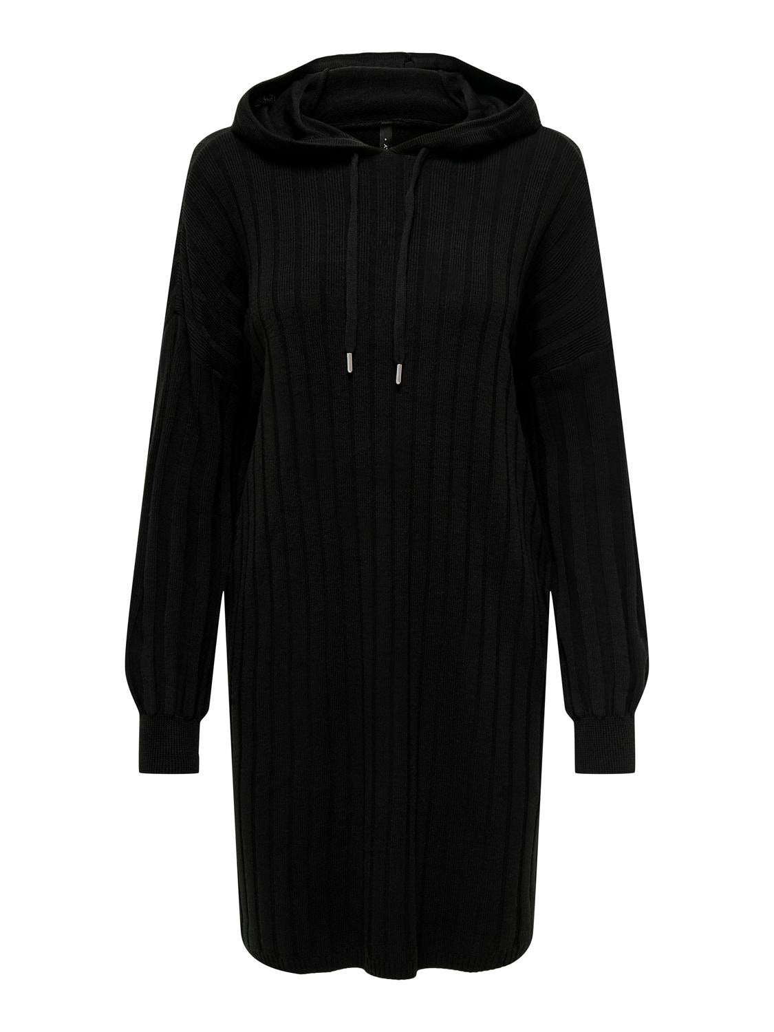 Knitted hoodie dress Black ONLY