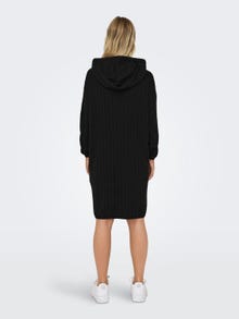 ONLY Strikket hoodie kjole -Black - 15267699