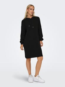 ONLY Strikket hoodie kjole -Black - 15267699