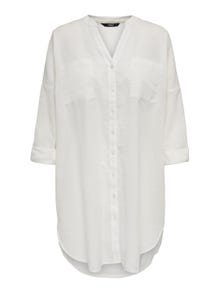 ONLY Loose Fit Button-down collar Fold-up cuffs Shirt -Cloud Dancer - 15267738