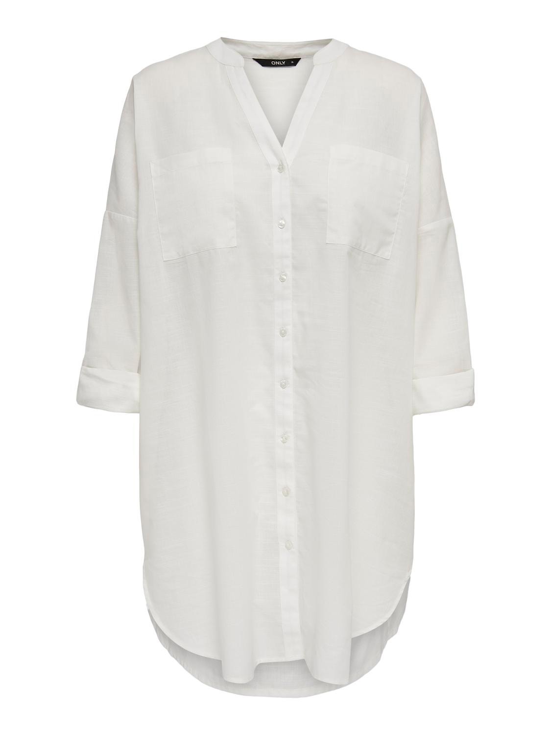 ONLY Loose fit Button down-kraag Mouwuiteinden met omslag Overhemd -Cloud Dancer - 15267738