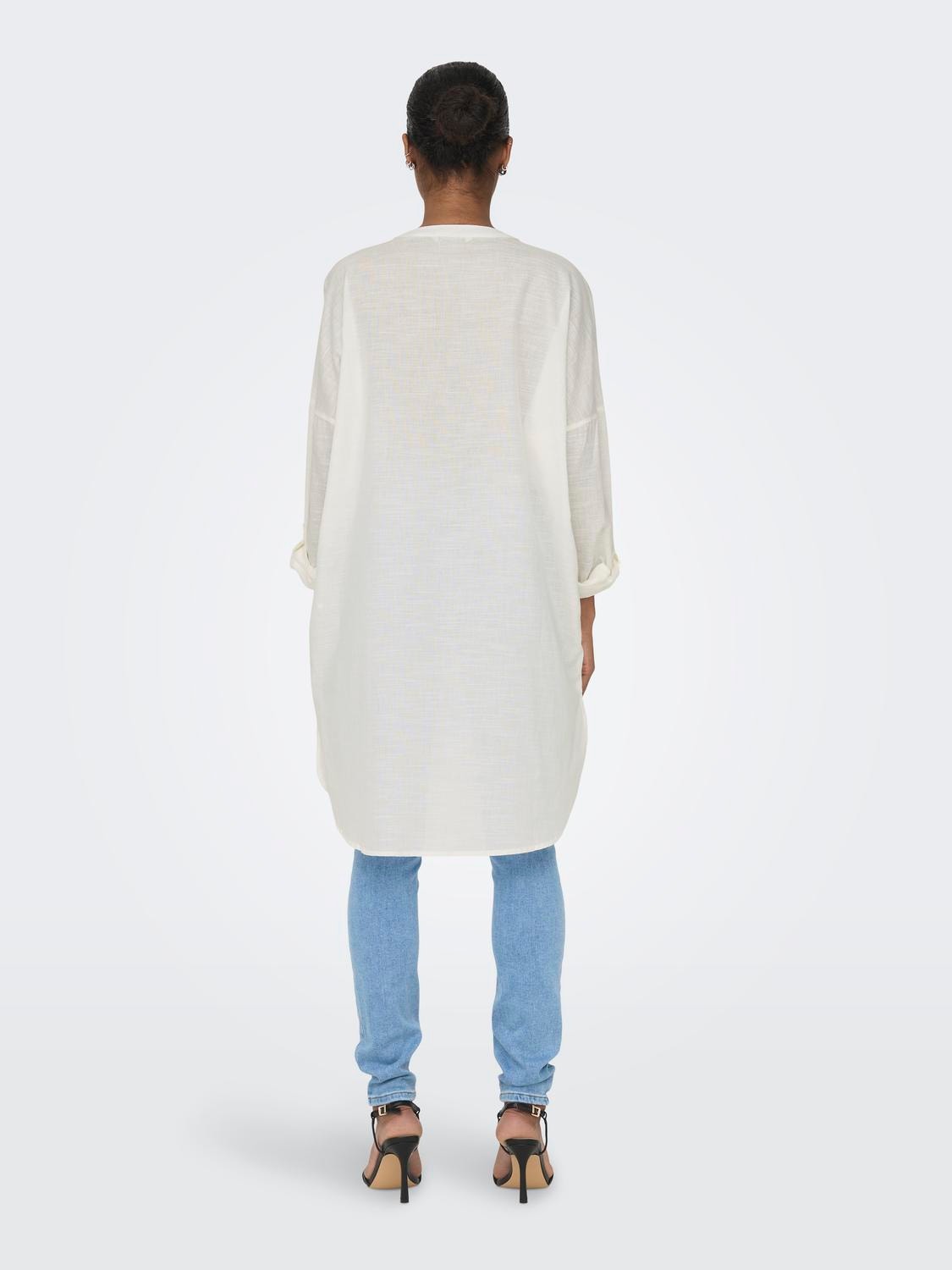 ONLY Loose fit Button down-kraag Mouwuiteinden met omslag Overhemd -Cloud Dancer - 15267738