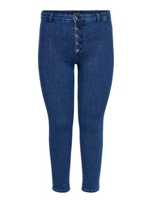 ONLY CARWilly hoch tailliert Skinny Fit Jeans -Dark Blue Denim - 15267791