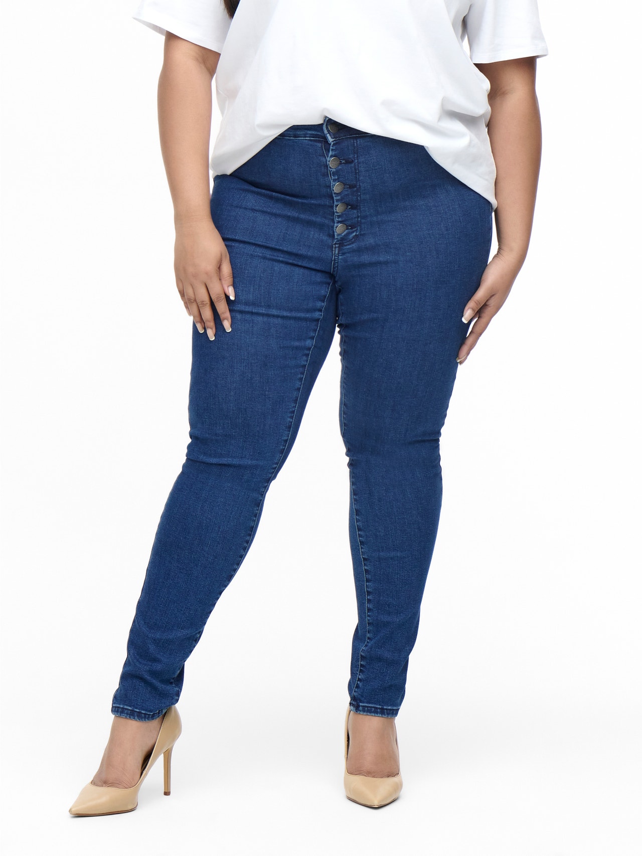 ONLY CARWilly highwaisted Skinny jeans -Dark Blue Denim - 15267791