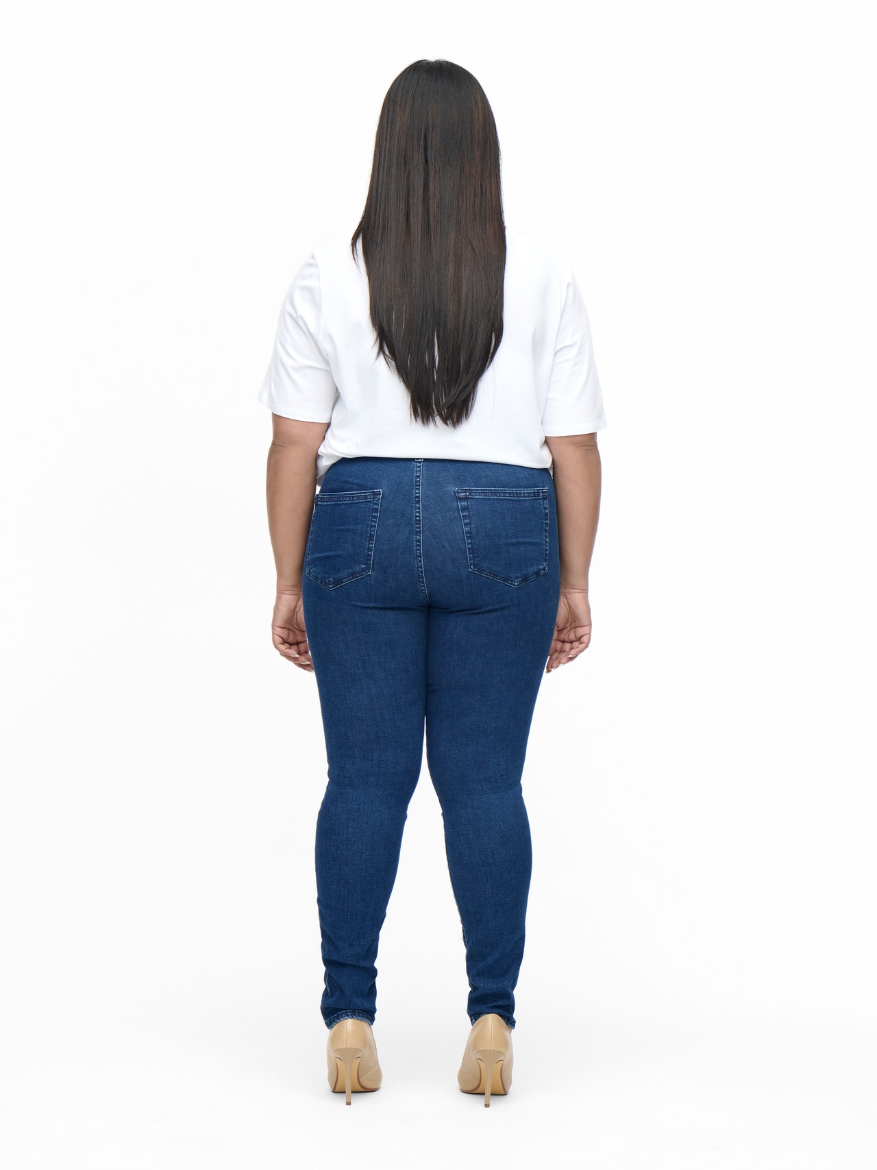 ONLY CARWilly høy midje Skinny fit jeans -Dark Blue Denim - 15267791