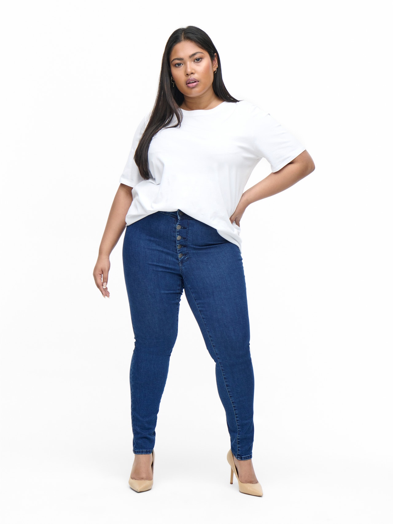 ONLY CARWilly highwaisted Skinny fit-jeans -Dark Blue Denim - 15267791