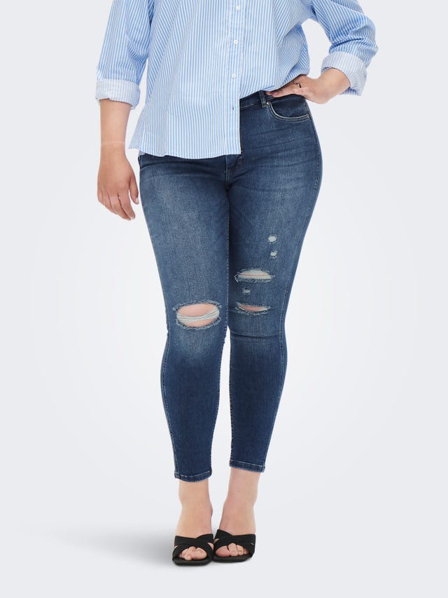 ONLY Skinny Fit Destroyed hems Curve Jeans - 15267793
