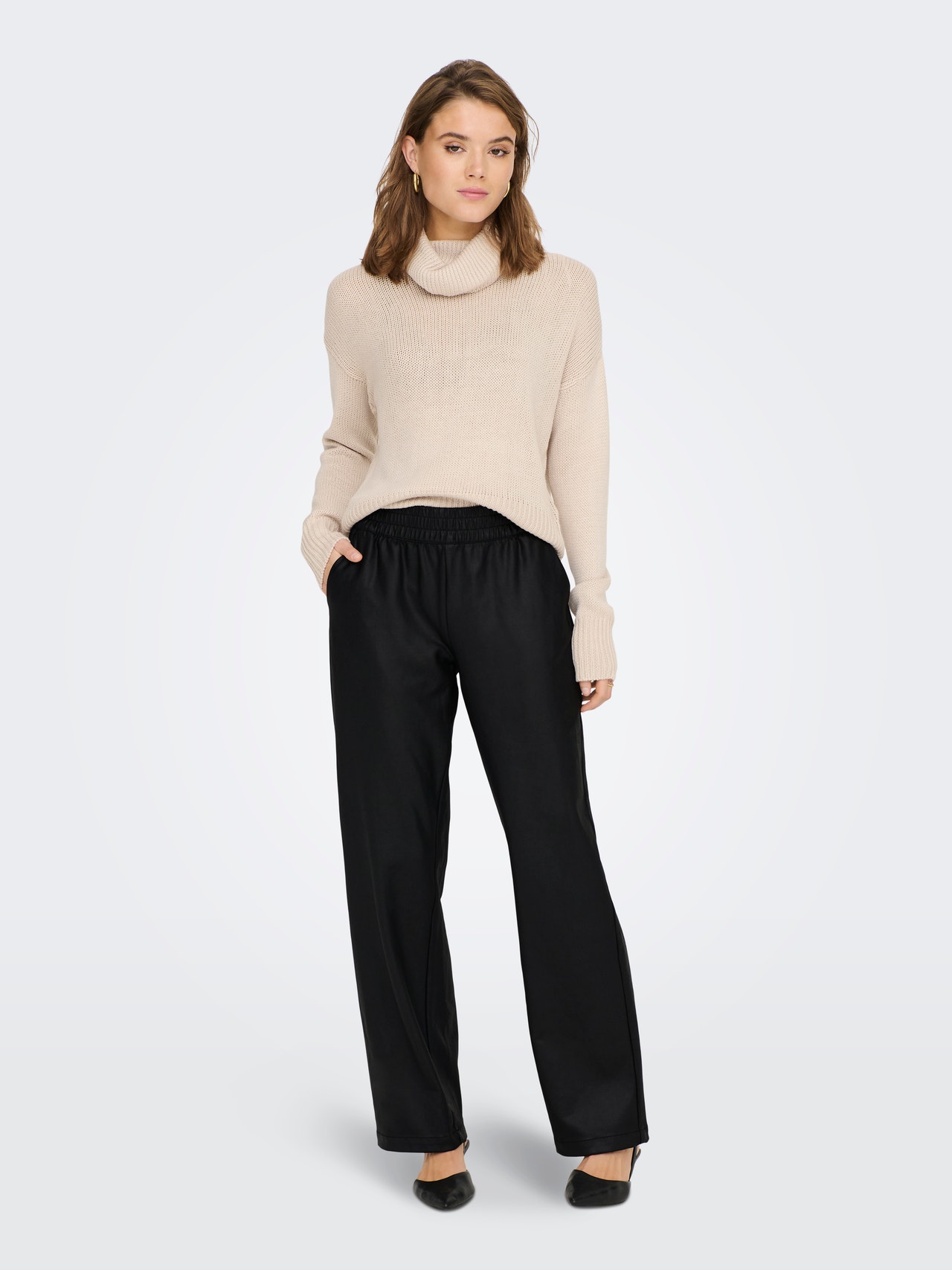 ONLY Pantalons Straight Fit Taille moyenne -Black - 15267810