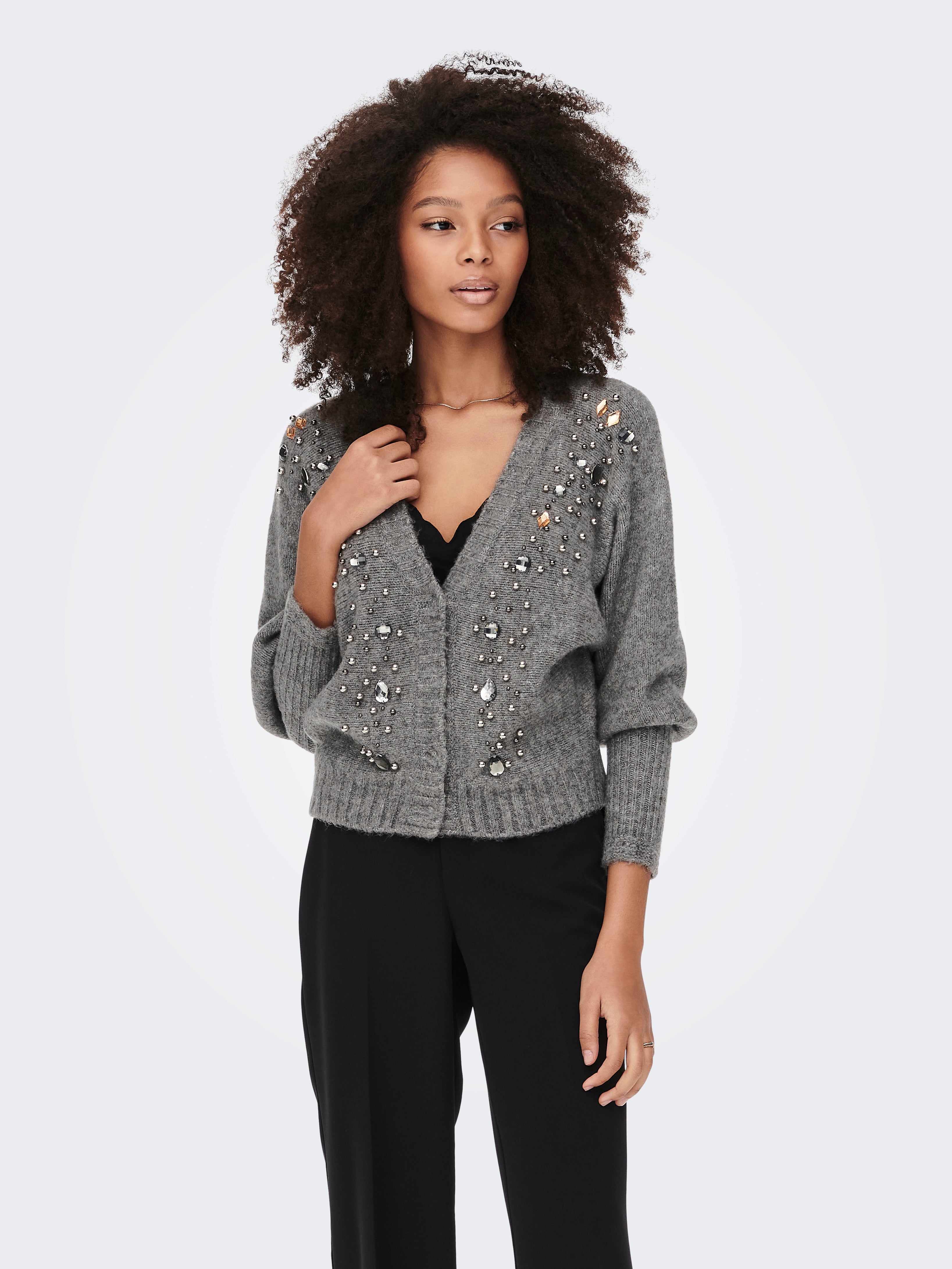 V-Neck High cuffs Batwing sleeves Knit 