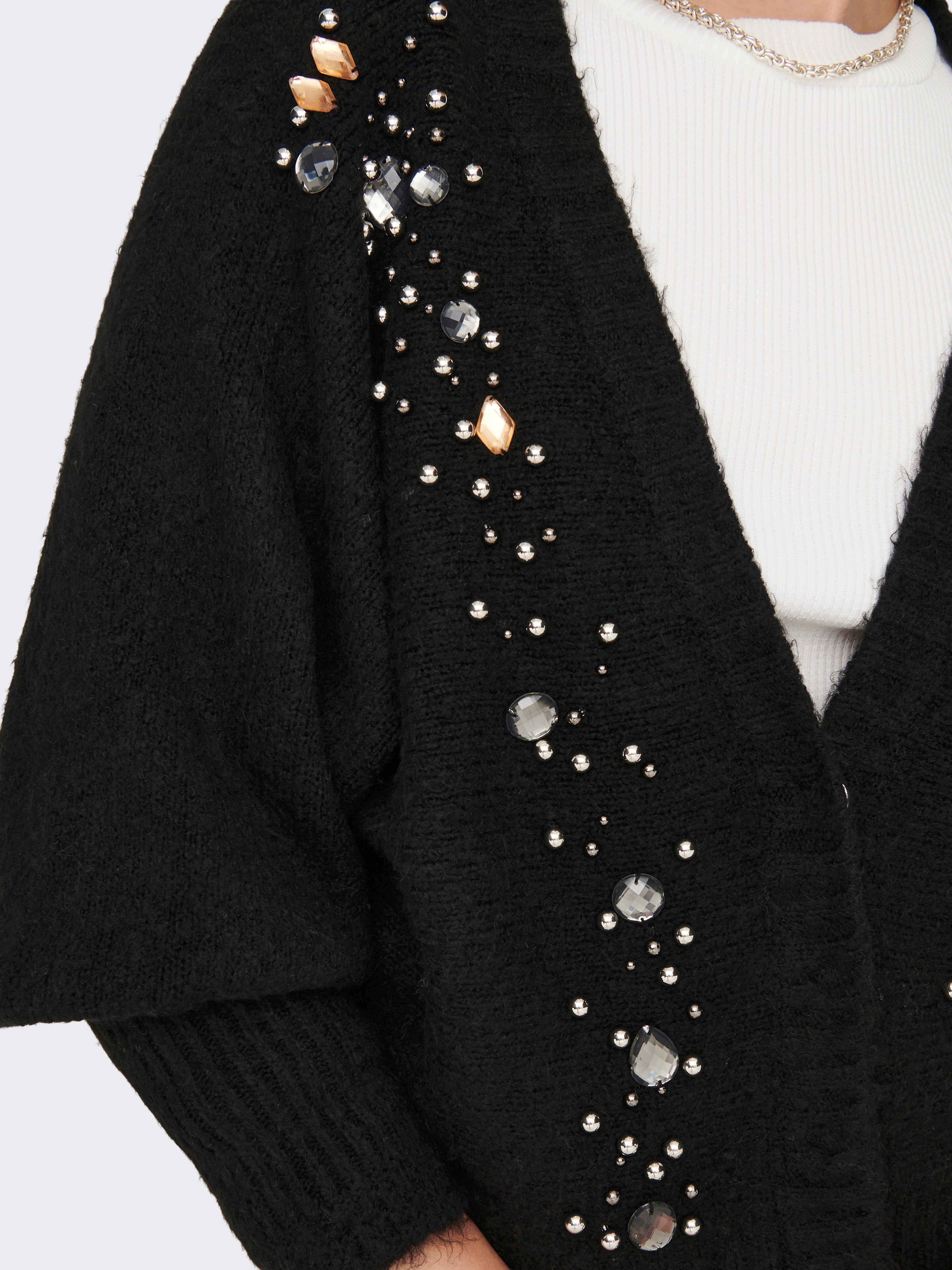 V-Neck High cuffs Batwing sleeves Knit 