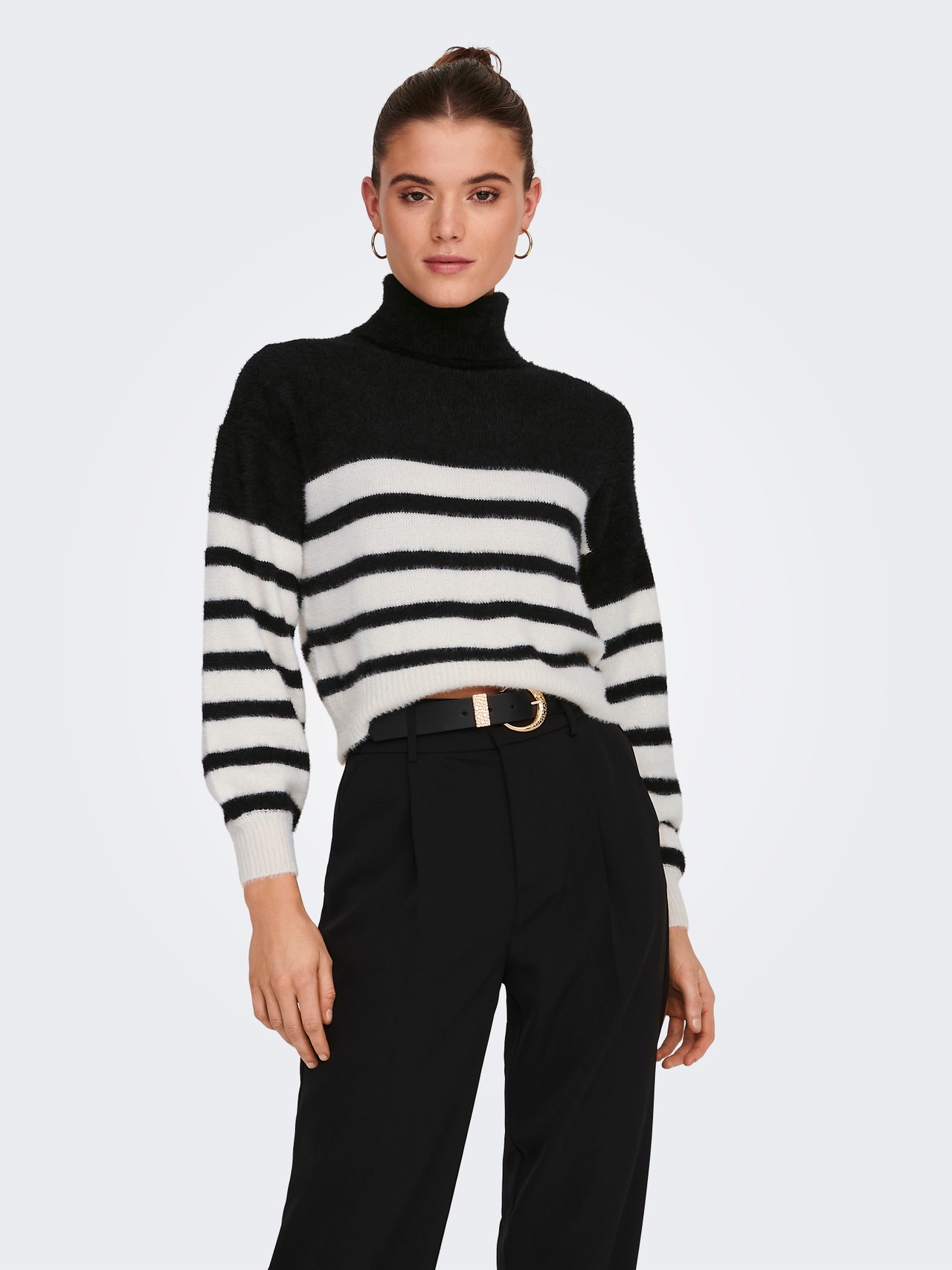 ONLY Roll neck Ribbed cuffs Pullover -Black - 15267889