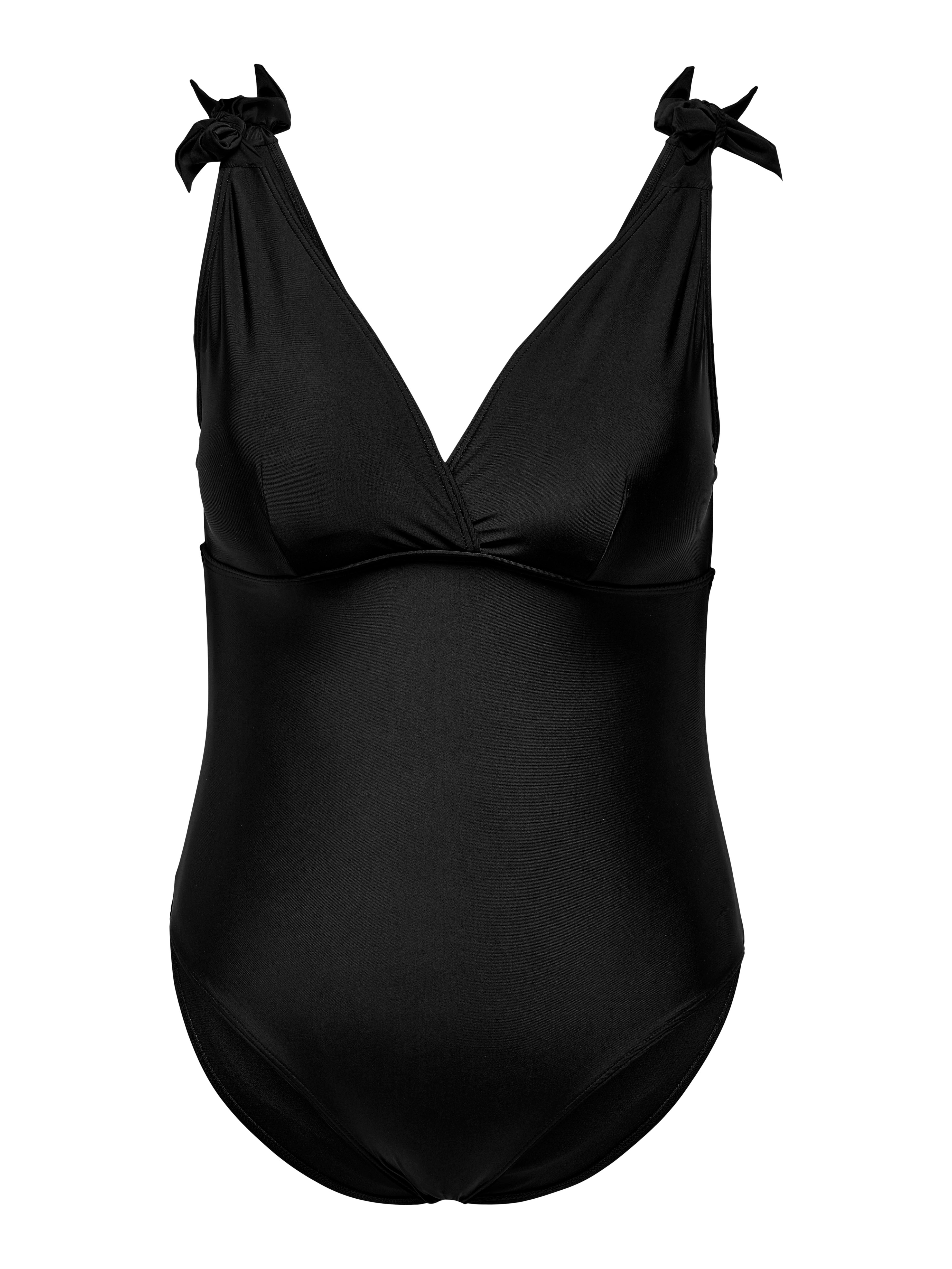 Curvy Swimsuit With Bow Details Black ONLY