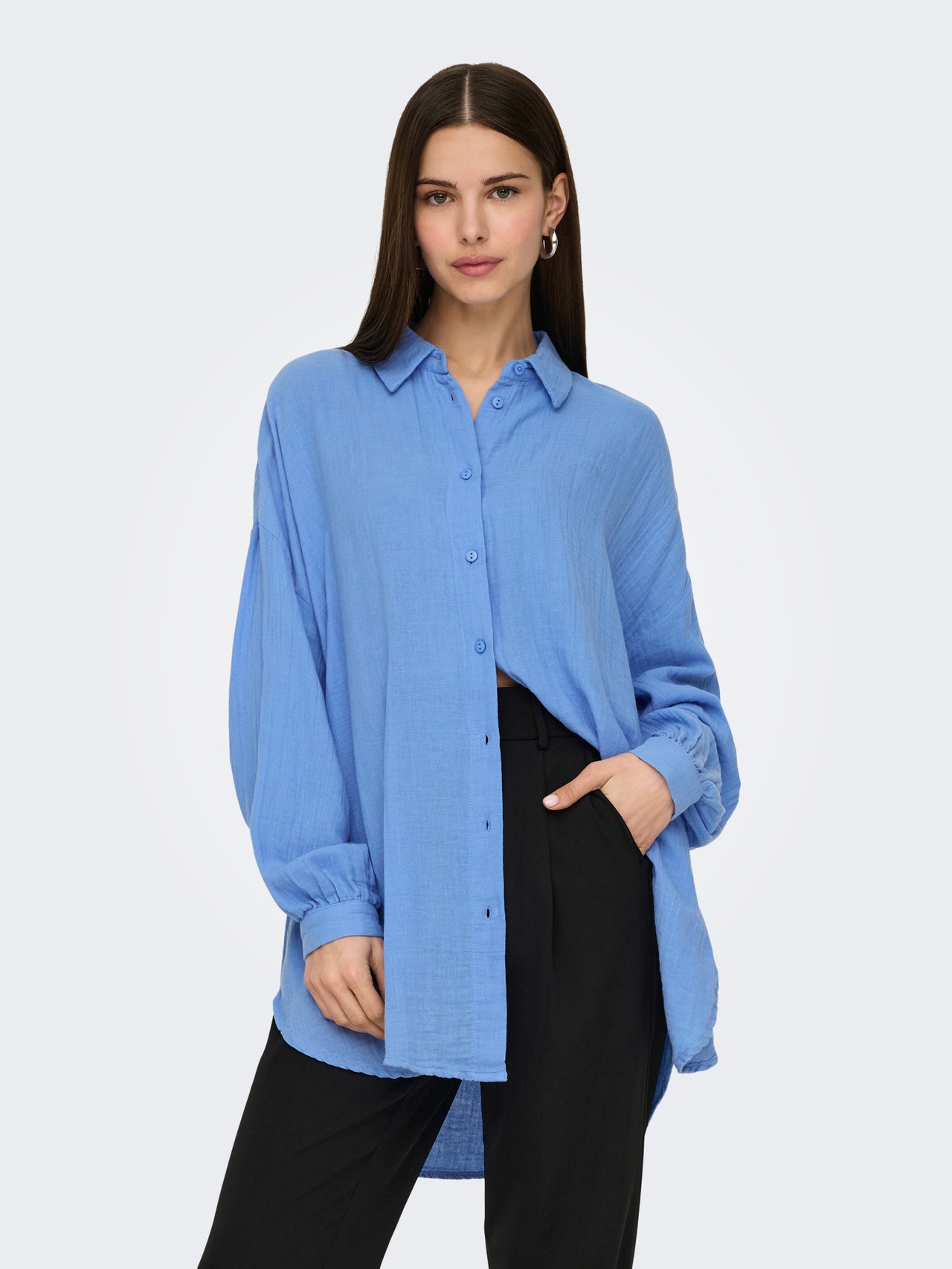 ONLY Regulāra piemērotība Krekla apkakle Pogas aproces Nokrituši pleci Krekls -Provence - 15267998