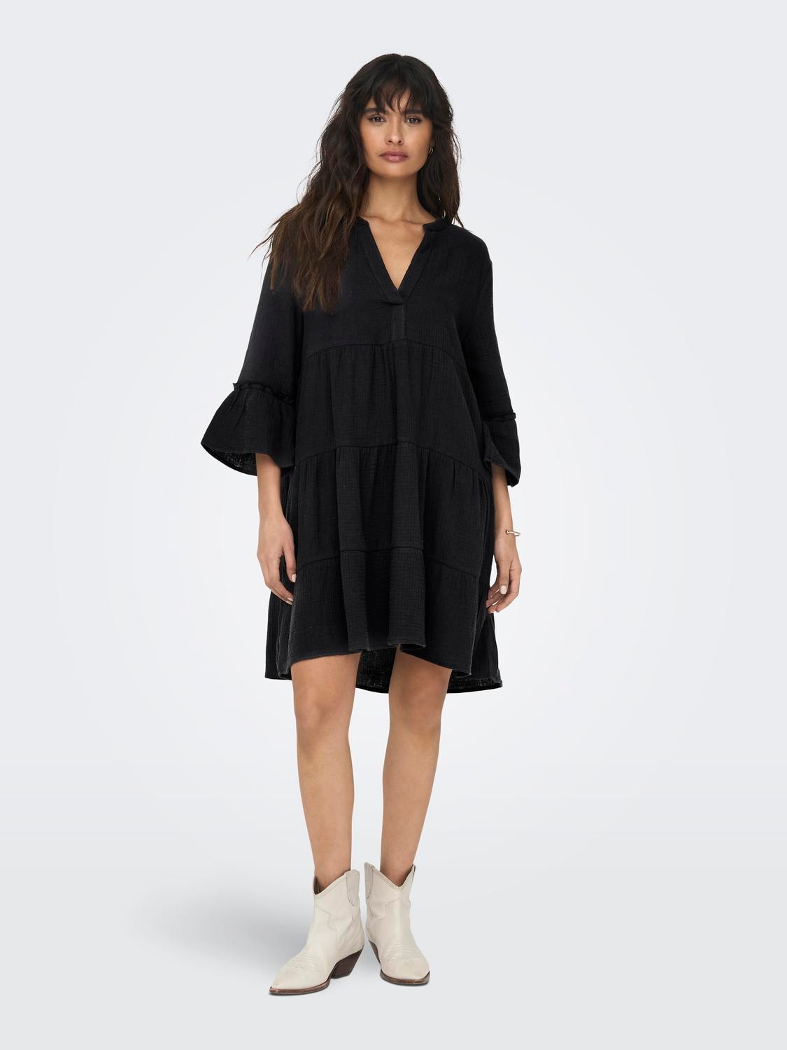 ONLY Mini Dress With Bell Sleeves -Phantom - 15267999