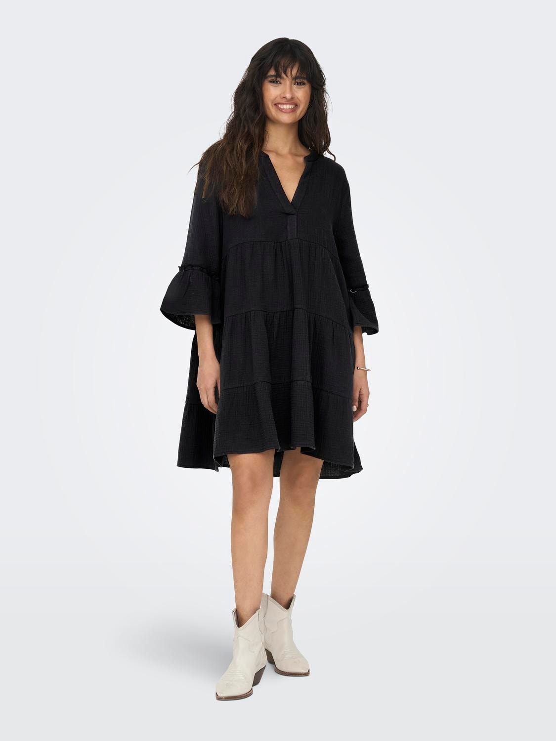 ONLY Mini Dress With Bell Sleeves -Phantom - 15267999