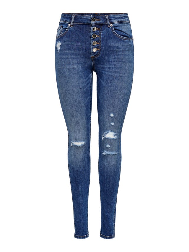 ONLY Tall ONLBobby middels høy midje slitte Skinny fit jeans - 15268212
