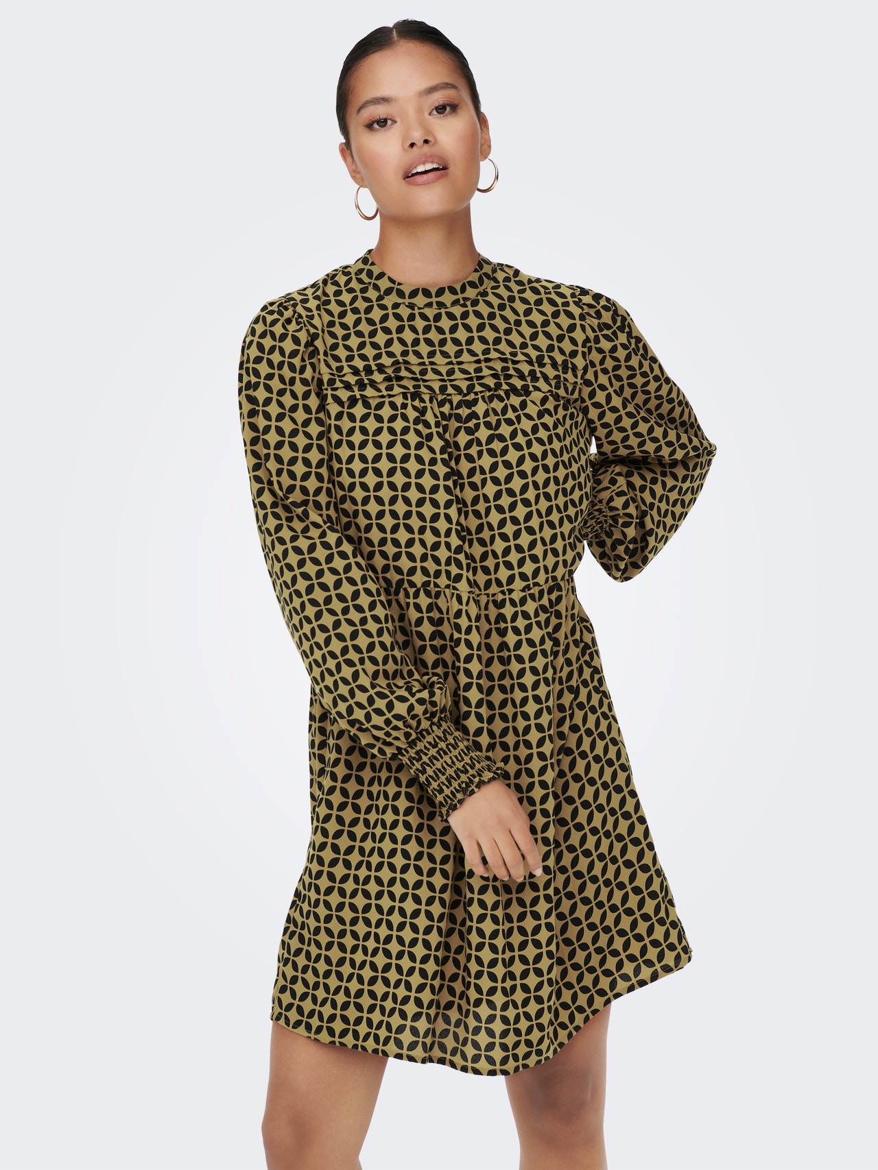 ONLY Mini Patterned Long Sleeved dress -Dried Tobacco - 15268324