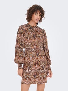 ONLY mini Mønstret Langærmet kjole -Brown Patina - 15268324