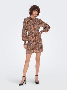 ONLY Gemusterte Kleid mit langen Ärmeln -Brown Patina - 15268324