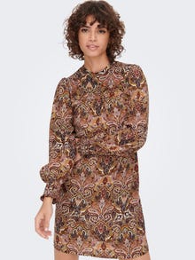 ONLY Gemusterte Kleid mit langen Ärmeln -Brown Patina - 15268324