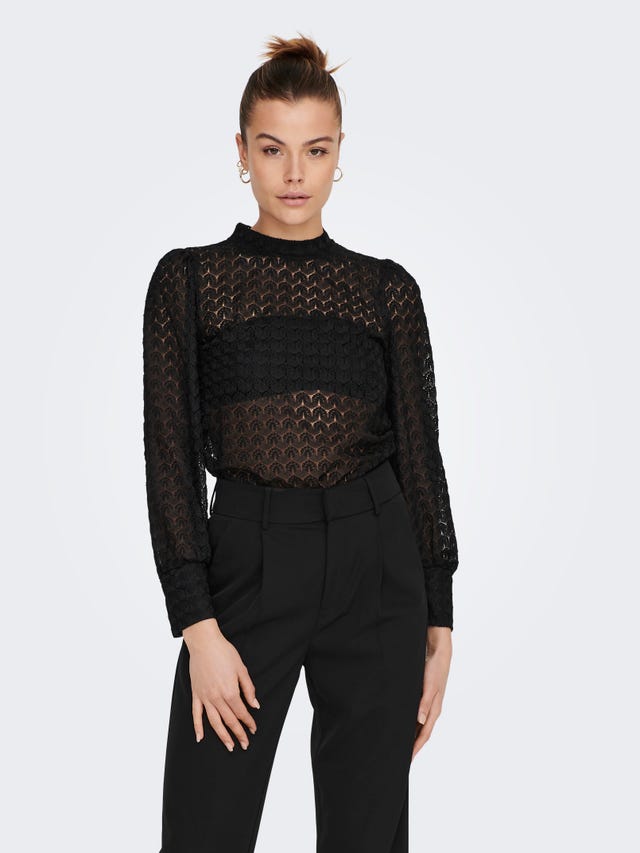 ONLY Lace top with volume sleeves - 15268408