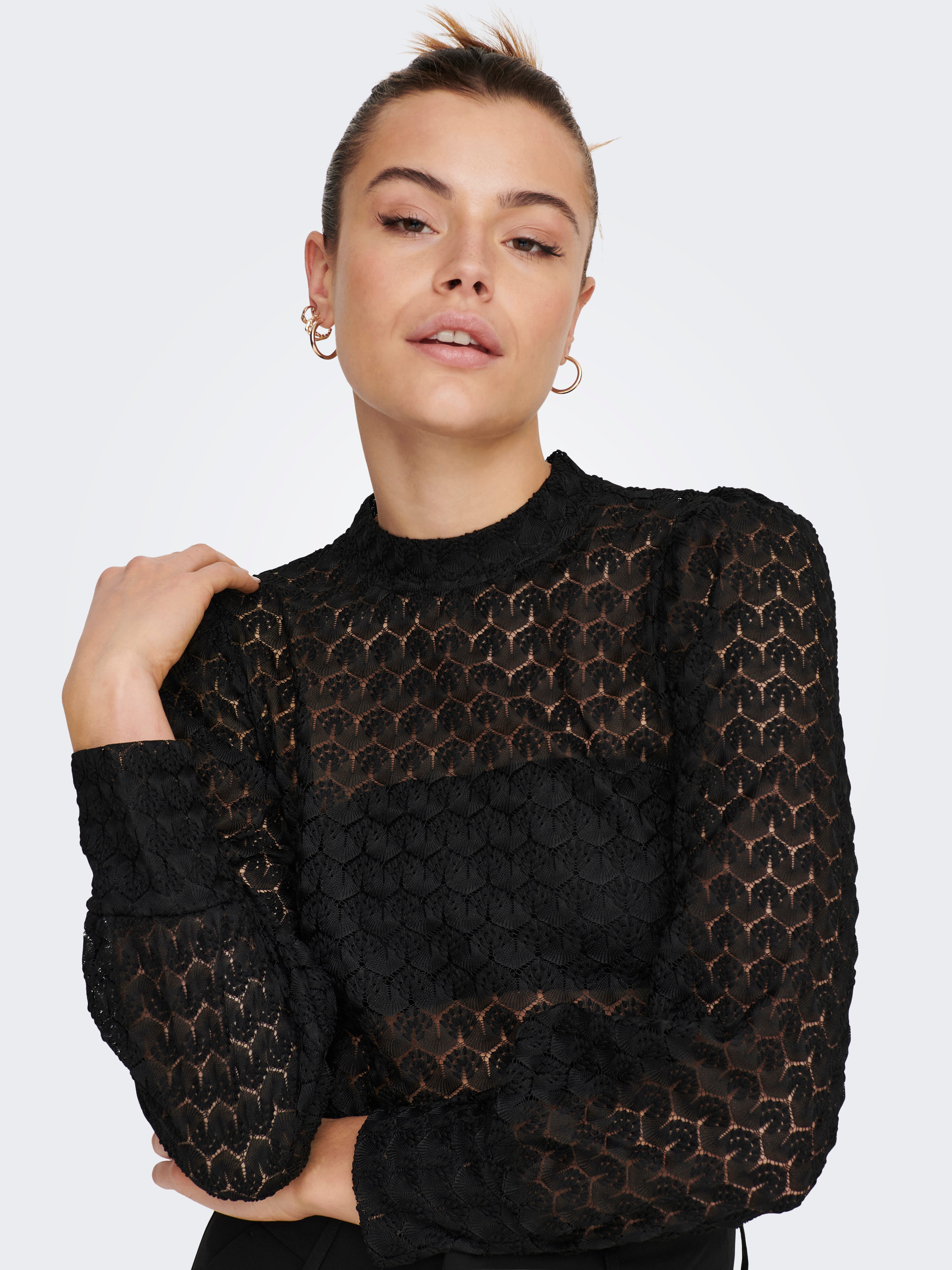 Mock neck 2024 lace top