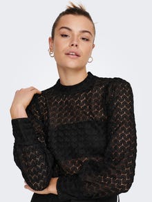 ONLY Lace top with volume sleeves -Black - 15268408