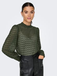 ONLY Lace top with volume sleeves -Forest Night - 15268408